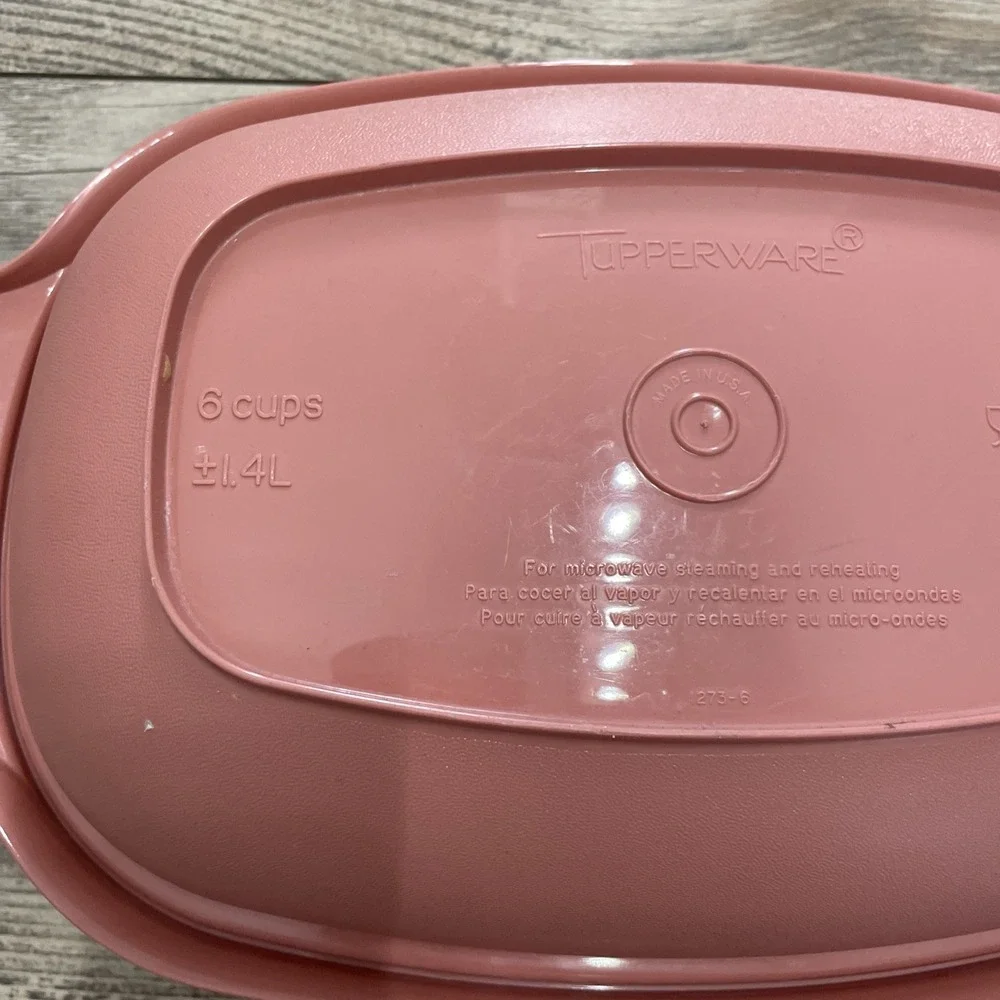 Tupperware Microwave Food Steamer 6 Cups Dusty Rose Pink 3 Piece 1273-6